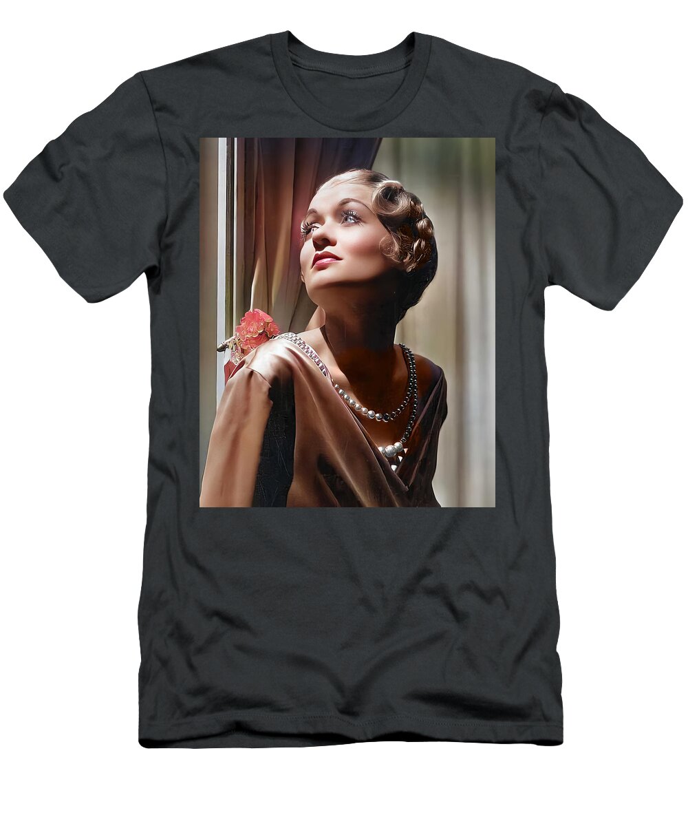 Constance Bennett T-Shirt featuring the digital art Constance Bennett Portrait by Chuck Staley