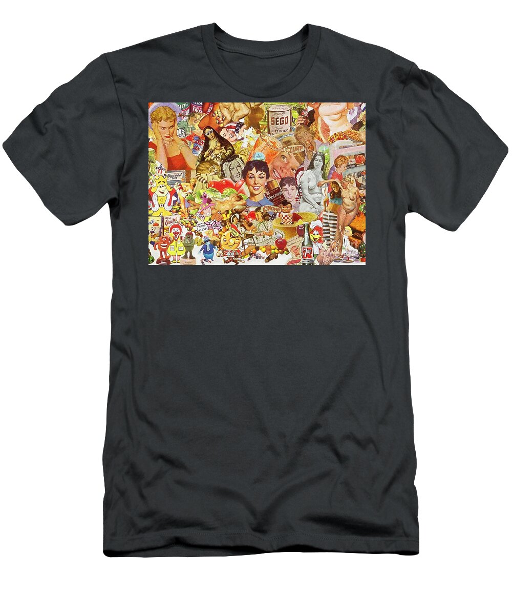 Food T-Shirt featuring the mixed media Constant Cravings by Sally Edelstein