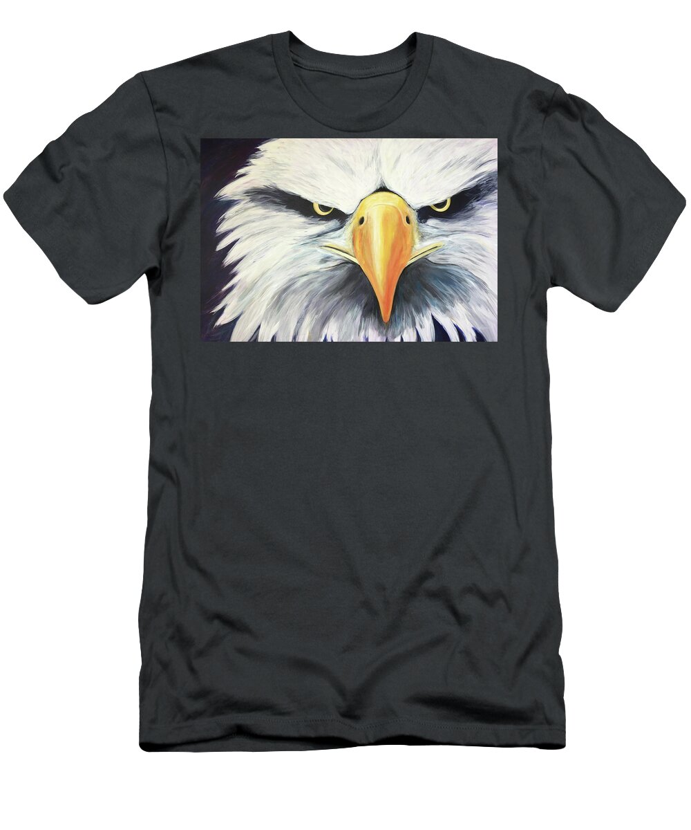 Eagle T-Shirt featuring the painting Conviction by Pamela Schwartz
