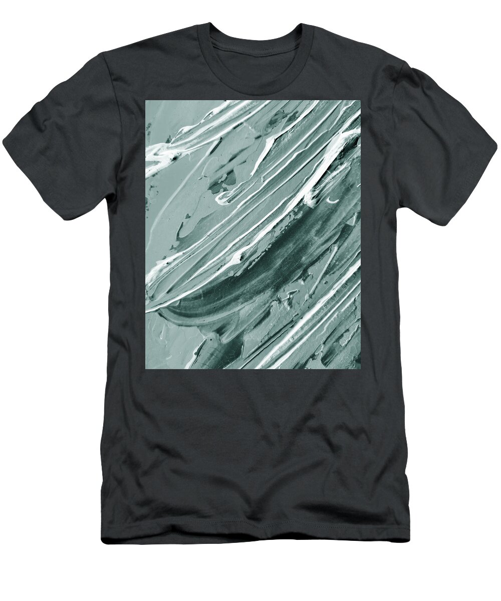 Soft Gray T-Shirt featuring the painting Cool Soft Gray Lines Abstract Textured Decorative Art II by Irina Sztukowski