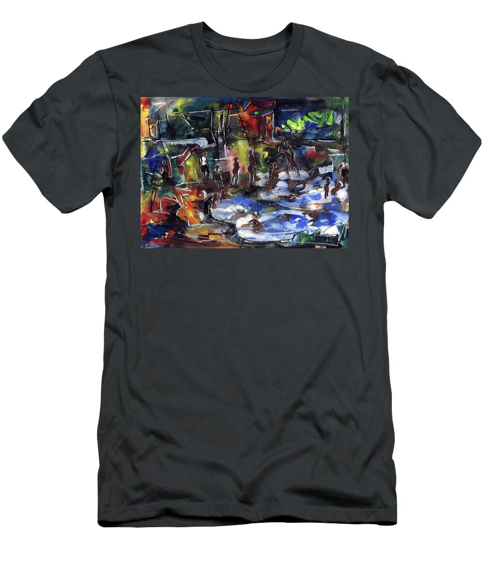 African Art T-Shirt featuring the painting Cooling Off by Eli Kobeli 1932-1999