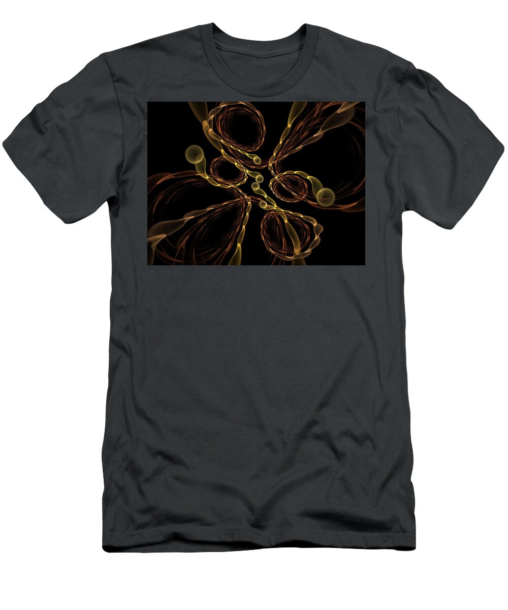 Fractal T-Shirt featuring the digital art Copper and Gold by Ronda Broatch