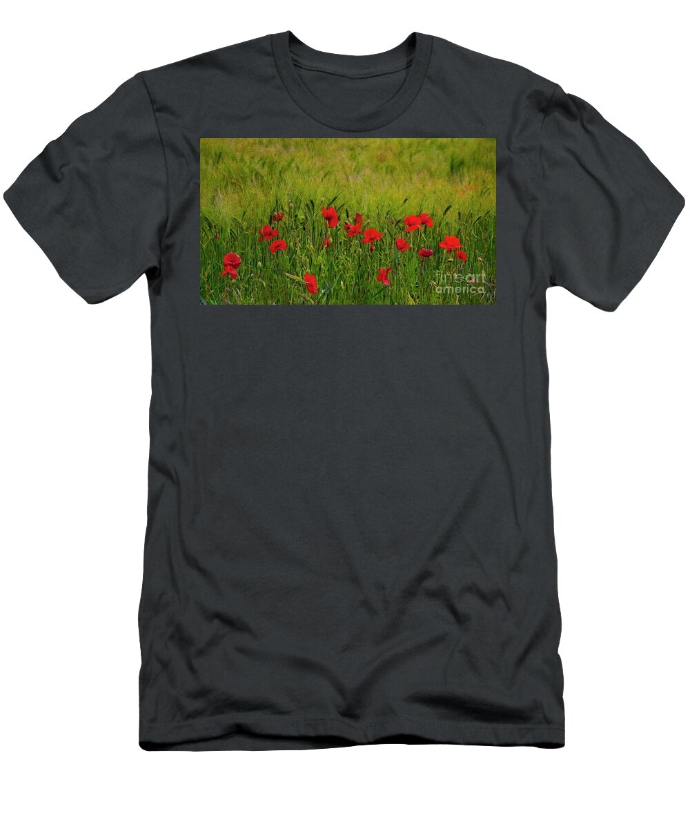 Poppy Picture T-Shirt featuring the photograph Cornfield Poppies by Martyn Arnold