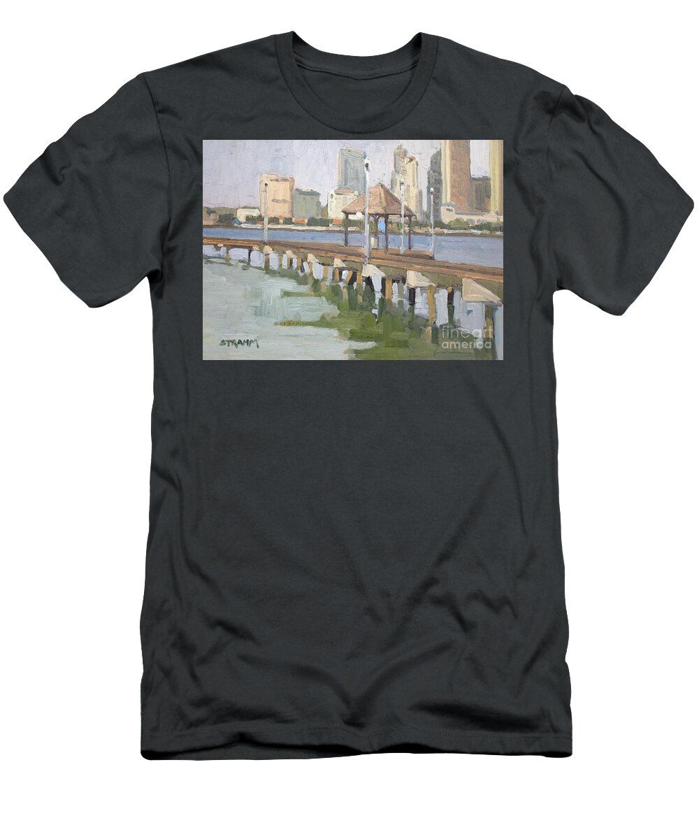 Coronado Ferry Landing T-Shirt featuring the painting Coronado Ferry Landing - Coronado, San Diego, California by Paul Strahm