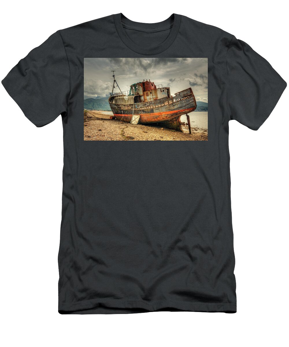 Corpach Wreck T-Shirt featuring the photograph Corpach Ship Wreck by Ray Devlin
