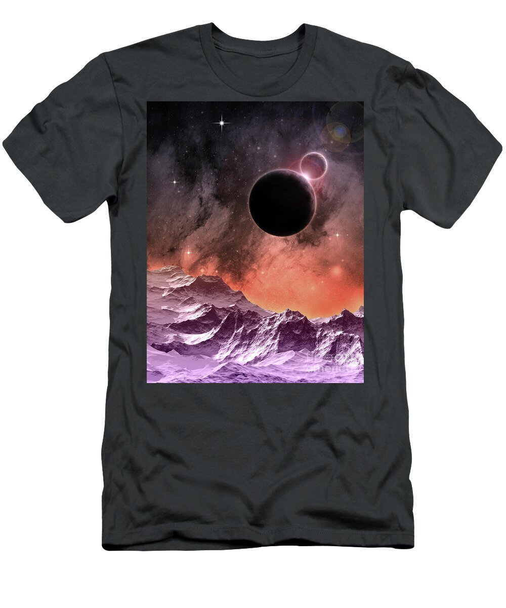 Space T-Shirt featuring the digital art Cosmic Landscape by Phil Perkins