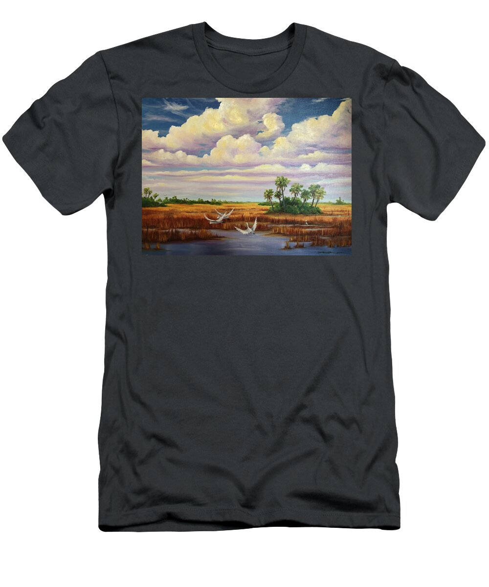 Florida Swamp T-Shirt featuring the painting Country ride 441 by Michell Givens