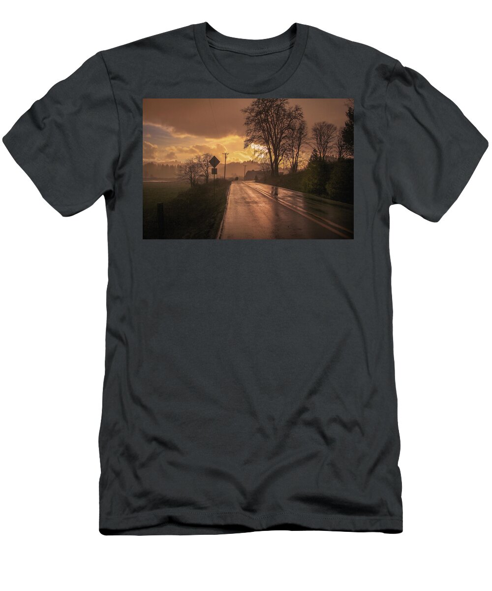 Coos Bay T-Shirt featuring the photograph Country Road by Sally Bauer