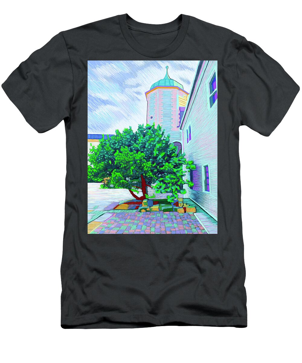 Germany T-Shirt featuring the painting Courtyard In Dresden by Rod Whyte