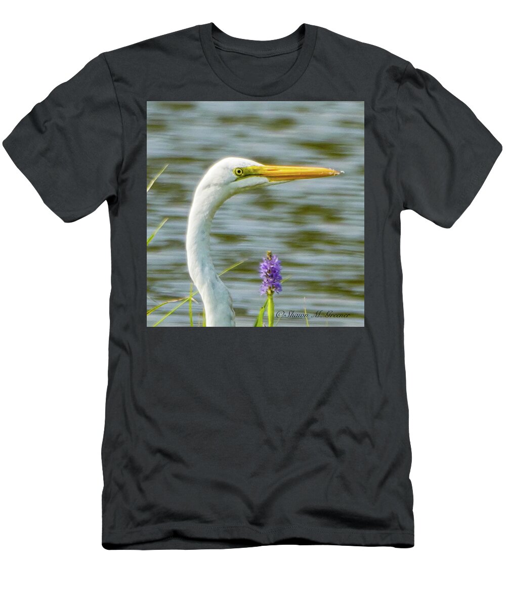Birds T-Shirt featuring the photograph Cranes and Lilacs Profile by Shawn M Greener
