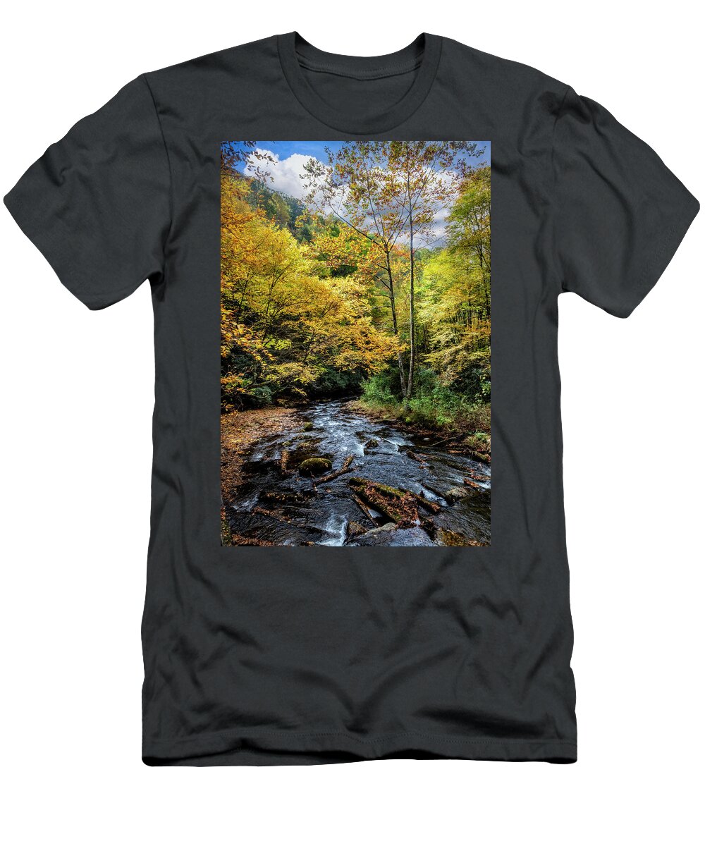 Clouds T-Shirt featuring the photograph Creeper Trail Whitewater Streams Damascus Virginia by Debra and Dave Vanderlaan