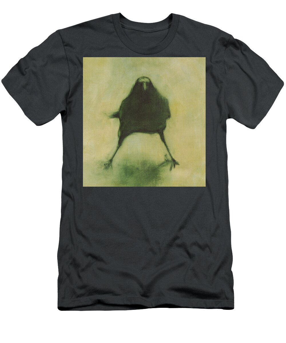 Crow T-Shirt featuring the painting Crow 6 cropped version by David Ladmore