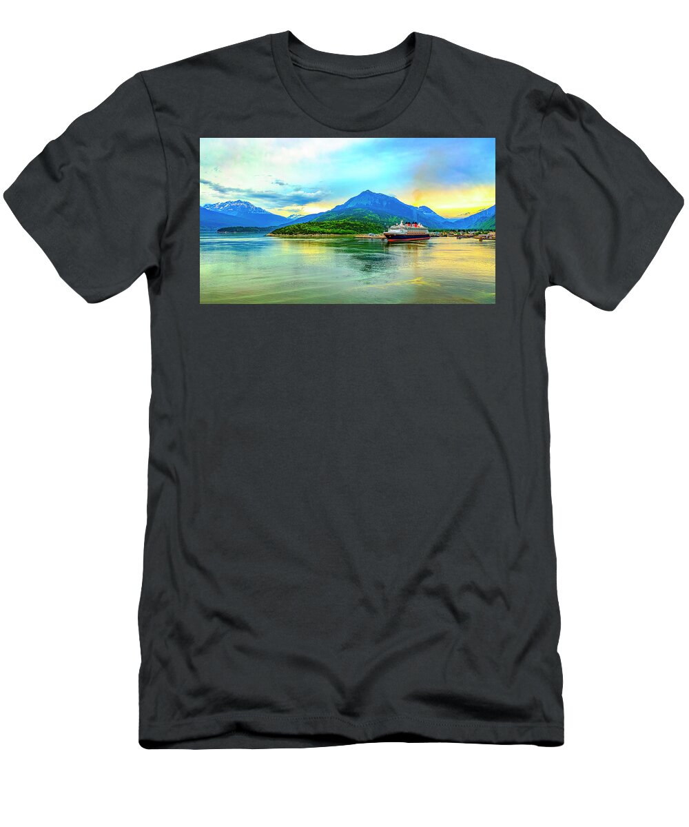 Cruise Ship T-Shirt featuring the digital art Cruise Ship Ketchikan Alaska by SnapHappy Photos