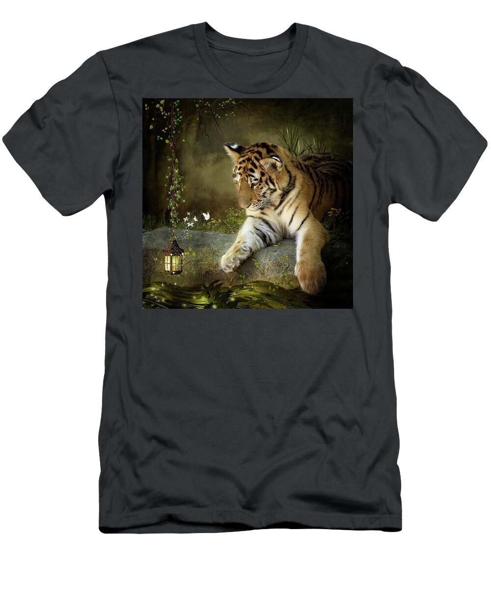 Tiger T-Shirt featuring the digital art Curiosity by Maggy Pease