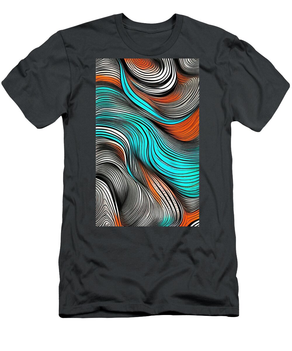 Curvy T-Shirt featuring the digital art Curvey Line Art by Bonnie Bruno