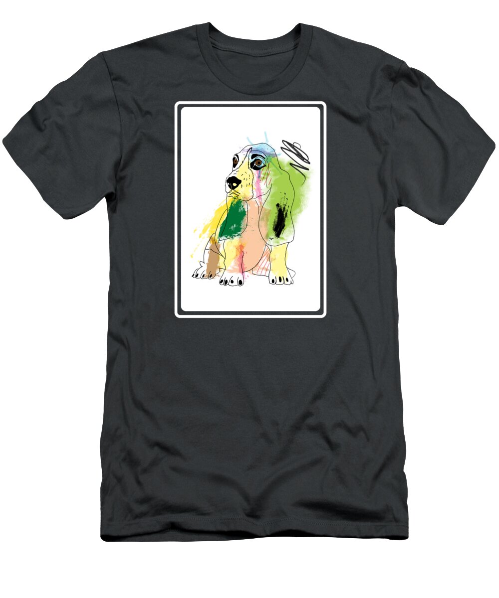 Animals T-Shirt featuring the painting Cute Dog Painting by Mark Ashkenazi