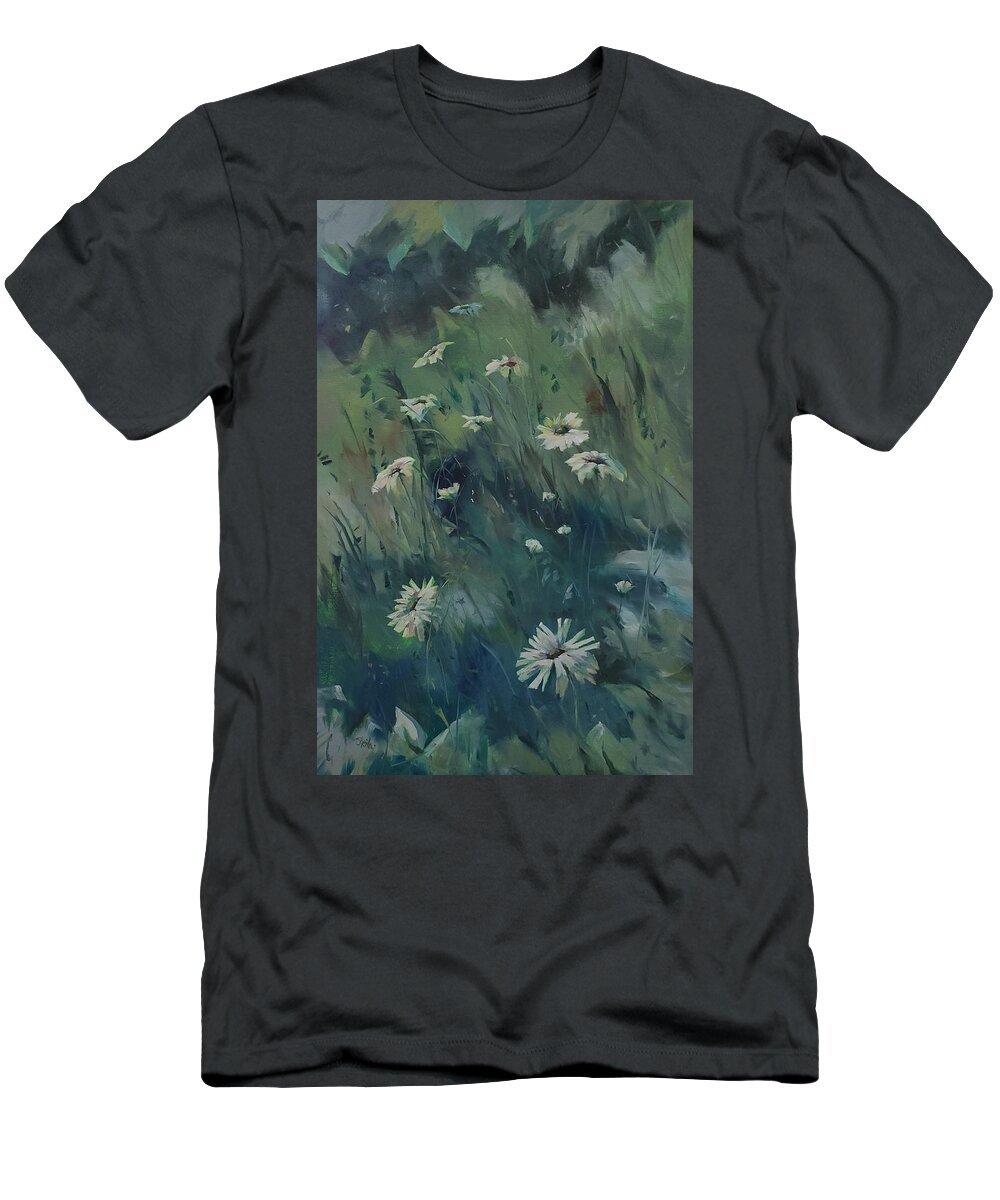 Flower T-Shirt featuring the painting Daisy-A-Day by Sheila Romard