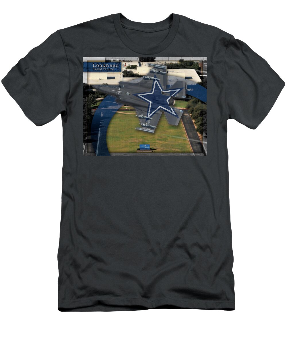 Dallas Cowboys T-Shirt featuring the digital art Dallas Cowboys F-35A by Custom Aviation Art