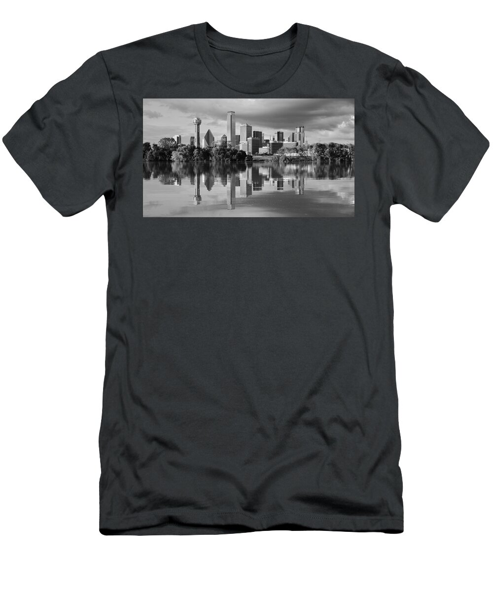 Dallas T-Shirt featuring the photograph Dallas Texas Cityscape Reflection by Robert Bellomy
