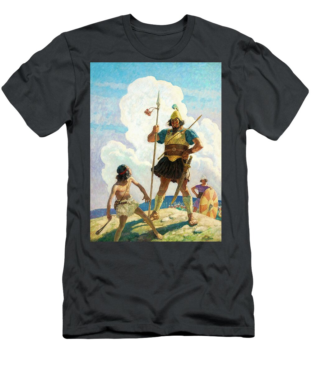N. C. Wyeth T-Shirt featuring the painting David and Goliath by Newell Convers Wyeth