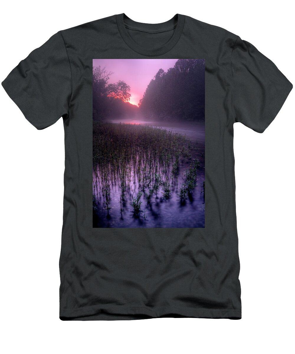 2012 T-Shirt featuring the photograph Dawn Mist by Robert Charity