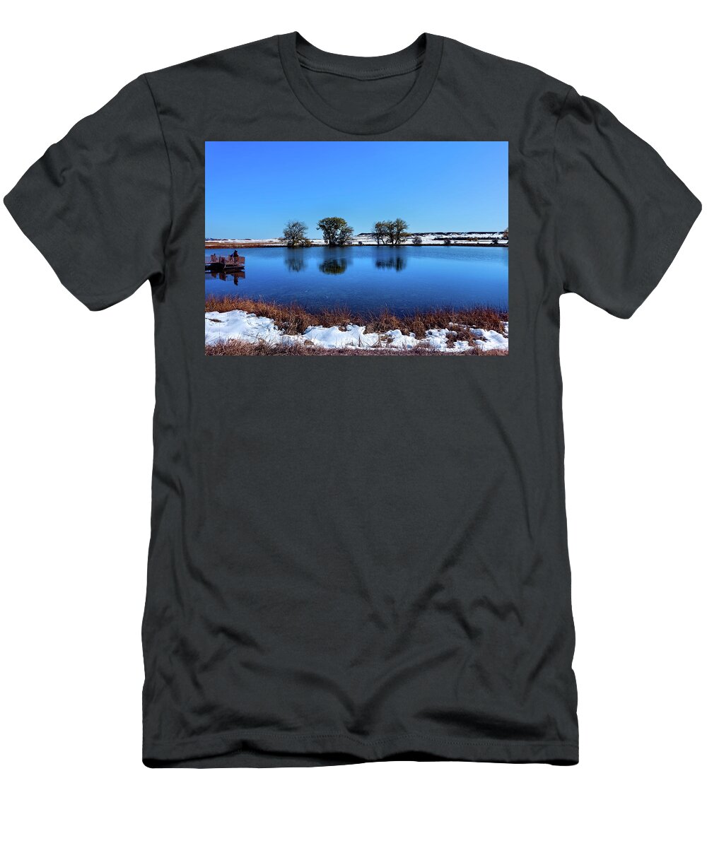 Fishing Lake T-Shirt featuring the photograph Day at the lake RP by Cathy Anderson