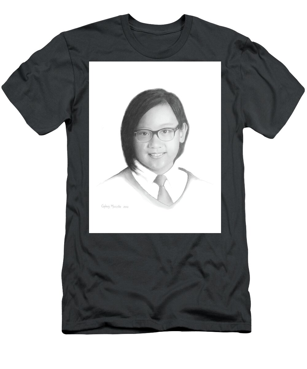 Portrait T-Shirt featuring the drawing Deanna by Conrad Mieschke