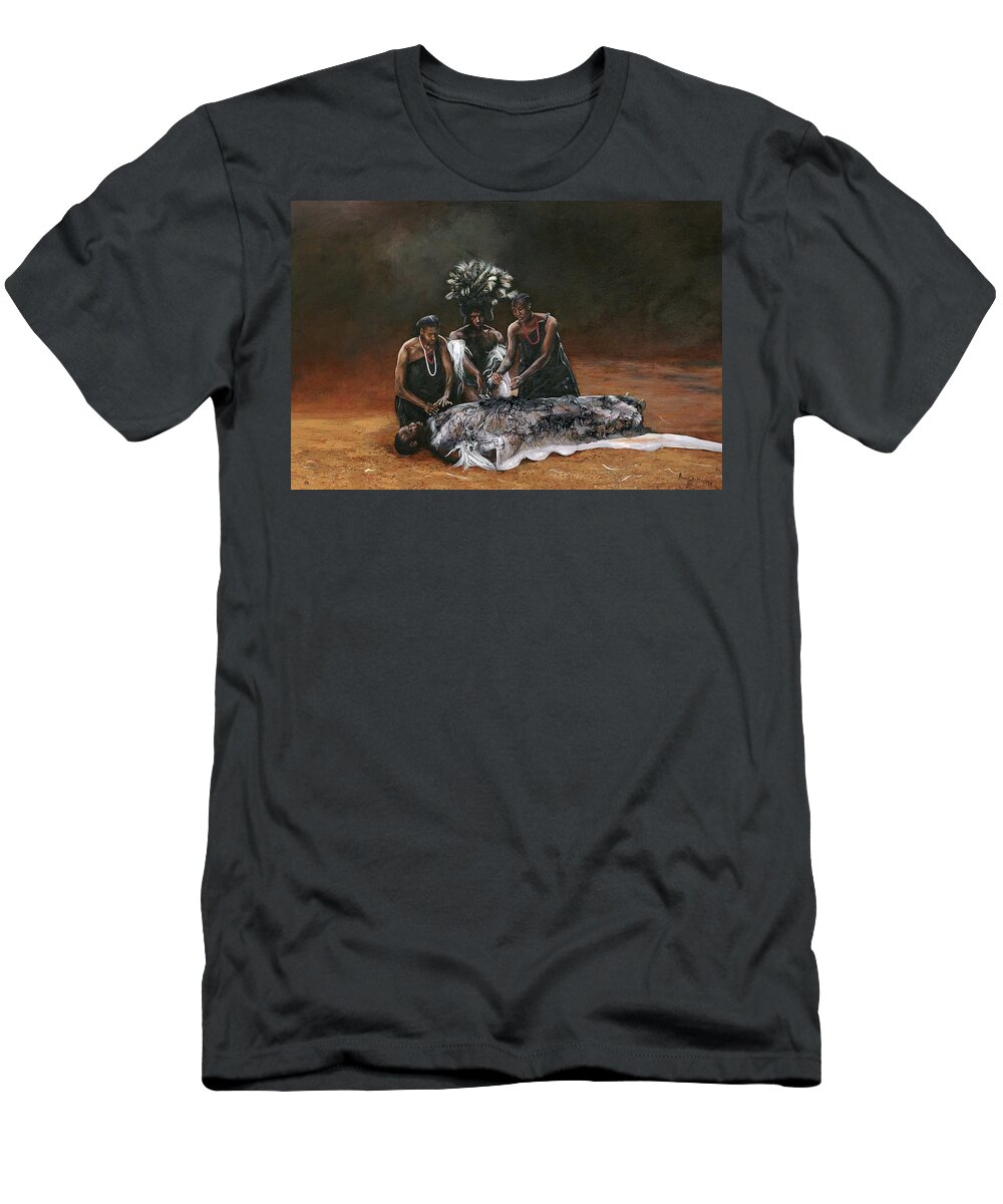 African Art T-Shirt featuring the painting Death of Nandi by Ronnie Moyo