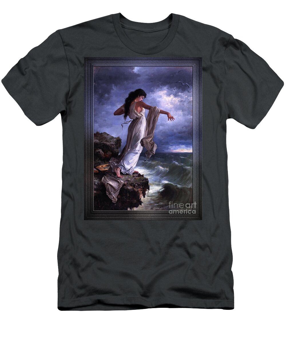 Ocean Waves T-Shirt featuring the painting Death of Sappho by Miguel Carbonell Selva by Rolando Burbon