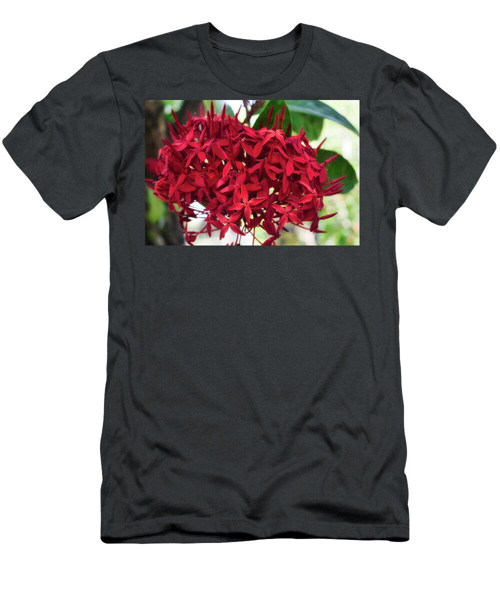 Flower T-Shirt featuring the photograph Deep Ixora by Portia Olaughlin