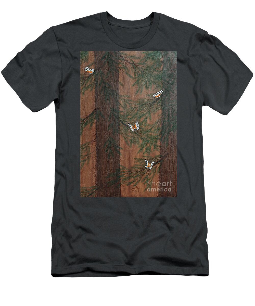 Butterflies T-Shirt featuring the painting Deep Woods Refuge by Doug Miller