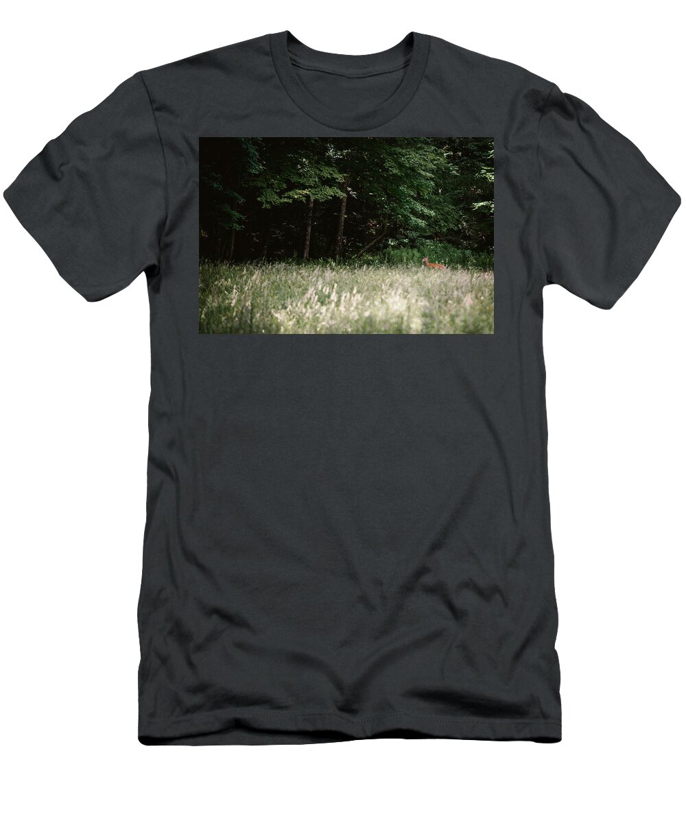 Photography T-Shirt featuring the photograph Deer in the Grass by Evan Foster