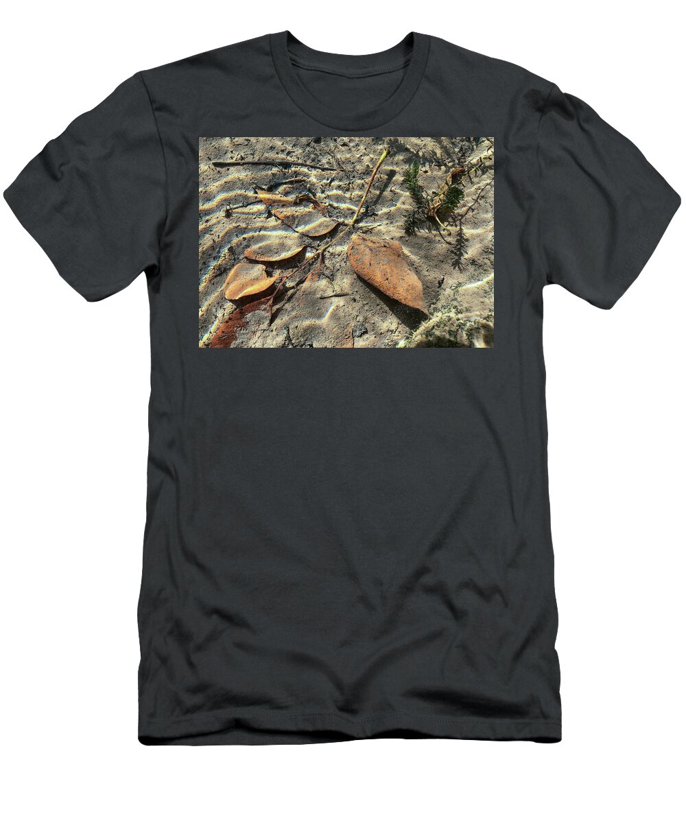 Stone T-Shirt featuring the photograph Delaware River Underwater Landscape Leaves by Amelia Pearn