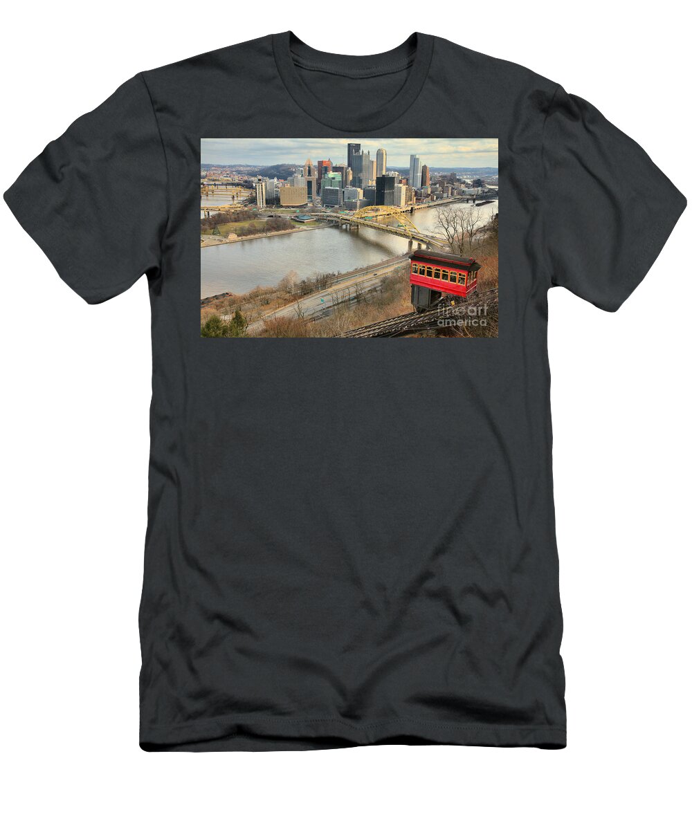 Pittsburgh T-Shirt featuring the photograph Descending To The Steel City In 2021 by Adam Jewell