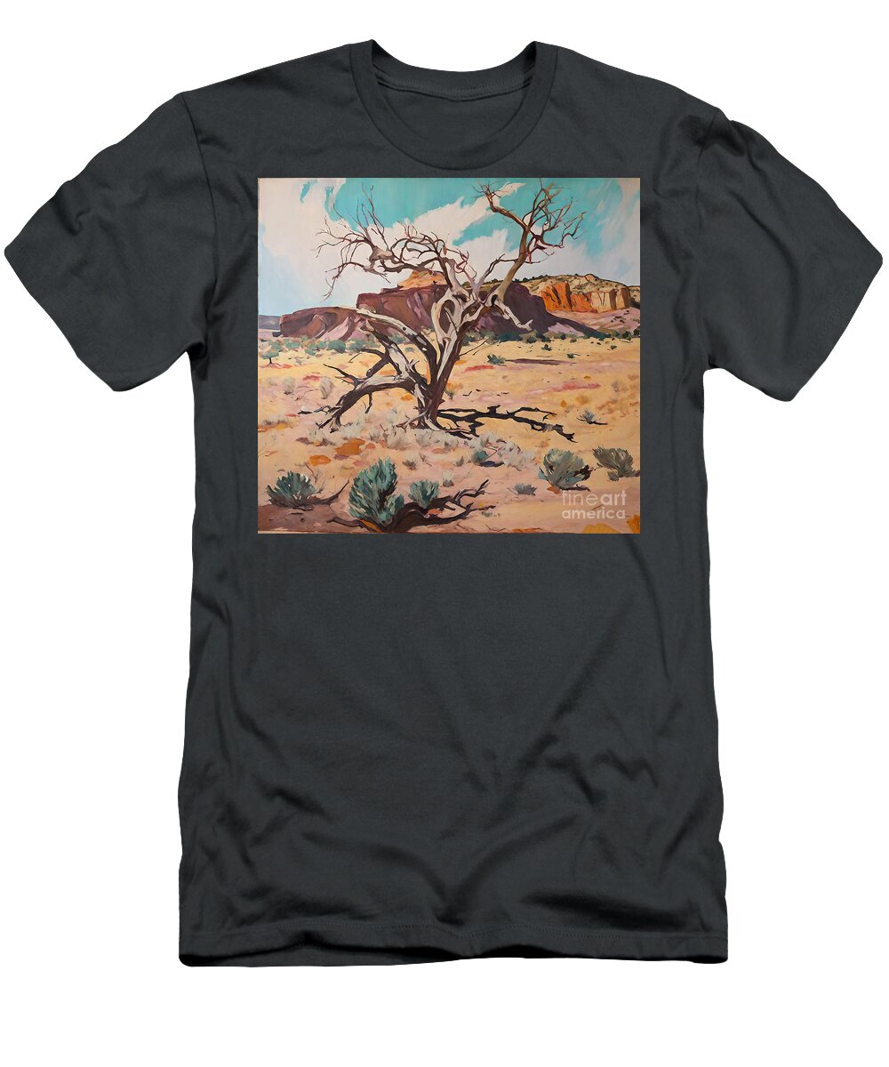 Landscape T-Shirt featuring the painting Desert Color Painting Landscape Desert Original oil Contemporary by N Akkash