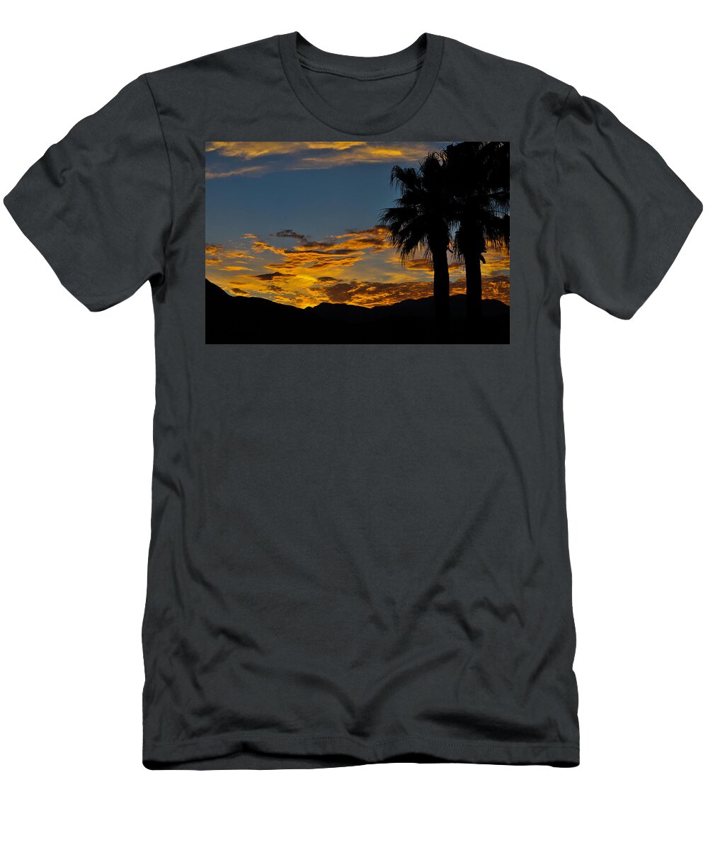 Afterglow T-Shirt featuring the photograph Desert Afterglow on Santa Rosa and San Jacinto Mountains in California by Bonnie Colgan