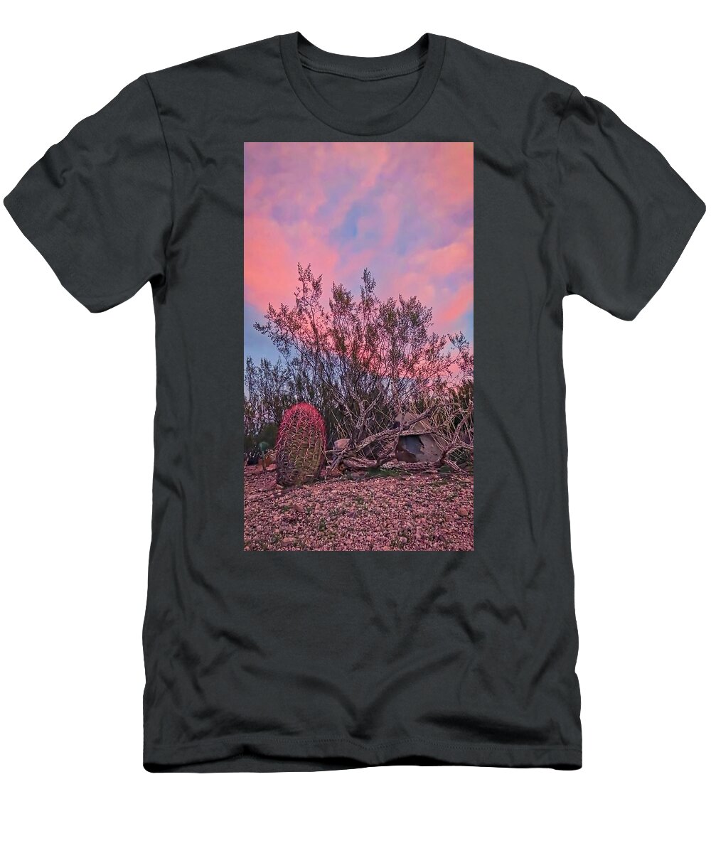 Pink Skies T-Shirt featuring the photograph Desert Tranquility by Judy Kennedy