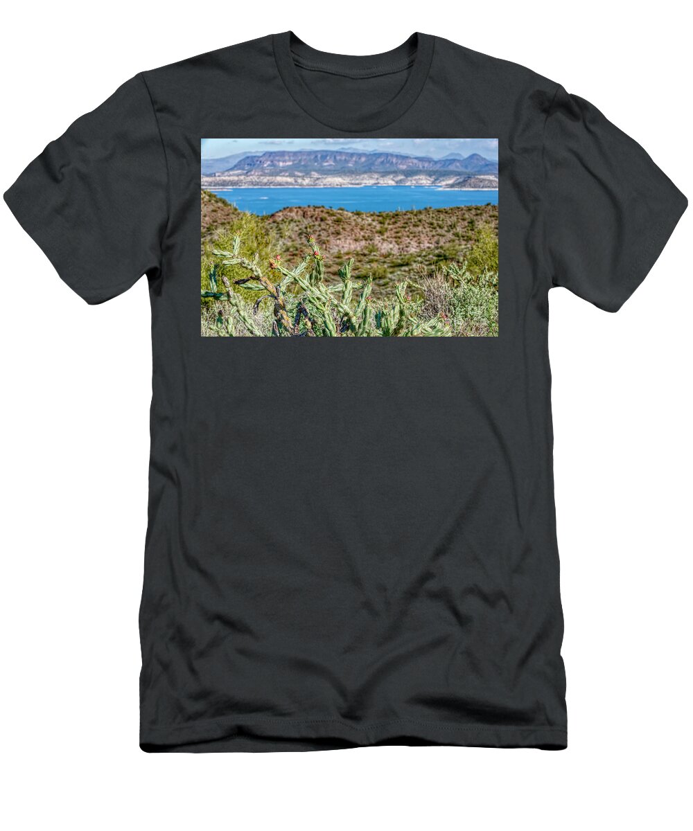Desert T-Shirt featuring the photograph Dessert Lake View by Pamela Dunn-Parrish