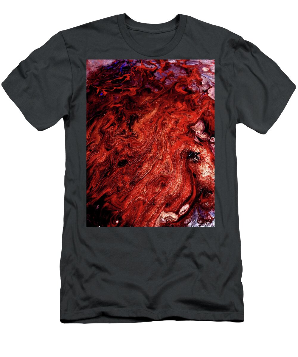 Diablo T-Shirt featuring the painting Diablos Hair by Anna Adams