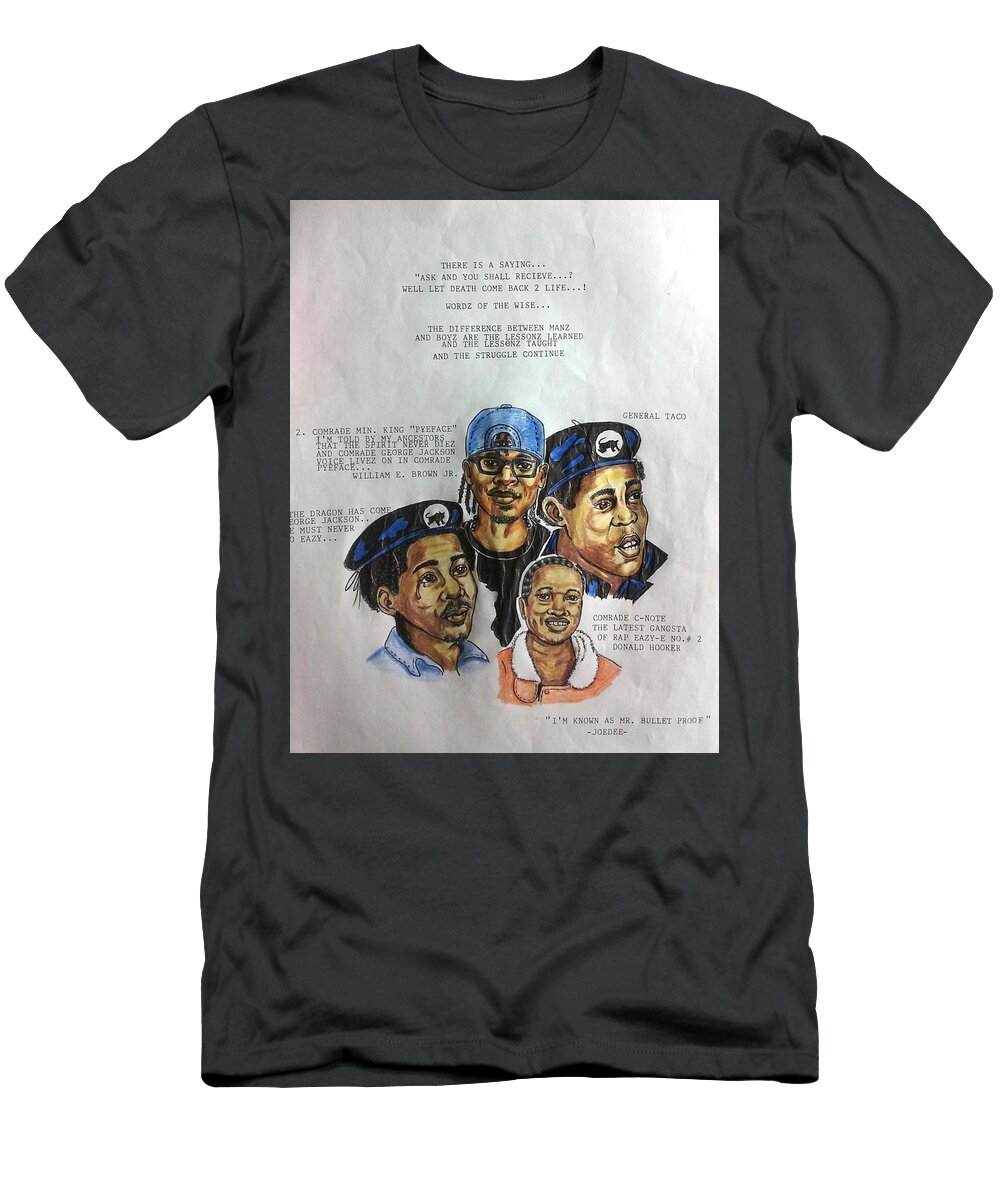 Black Art T-Shirt featuring the drawing Difference Between Menz and Boyz by Joedee