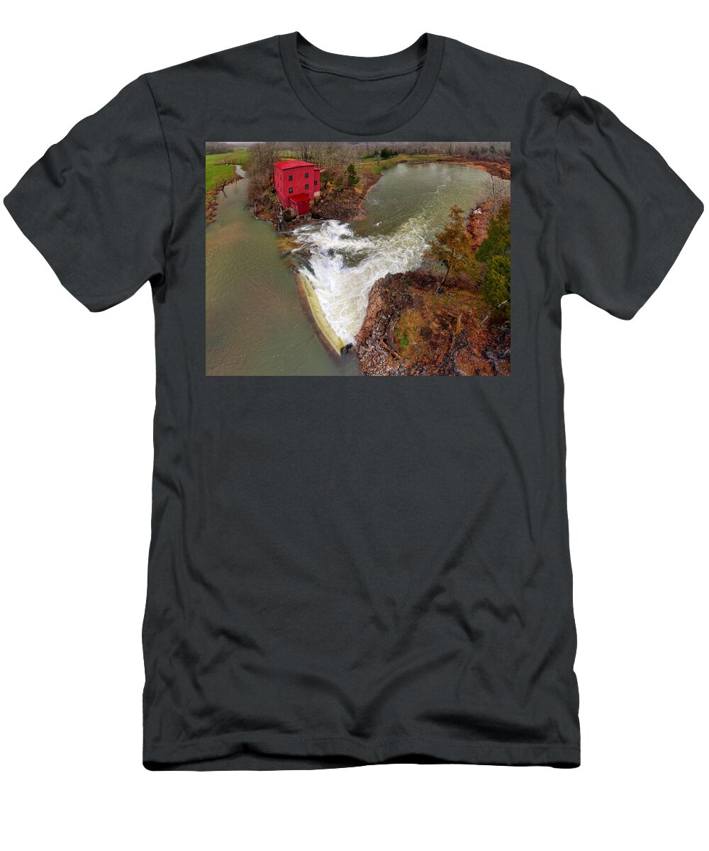 Red T-Shirt featuring the photograph Dillards MIll State Historic Site by Robert Charity