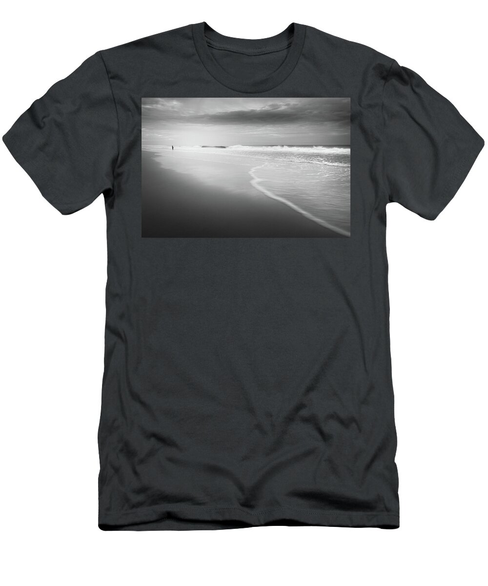 Beach T-Shirt featuring the photograph Distant Fisherman by Jordan Hill