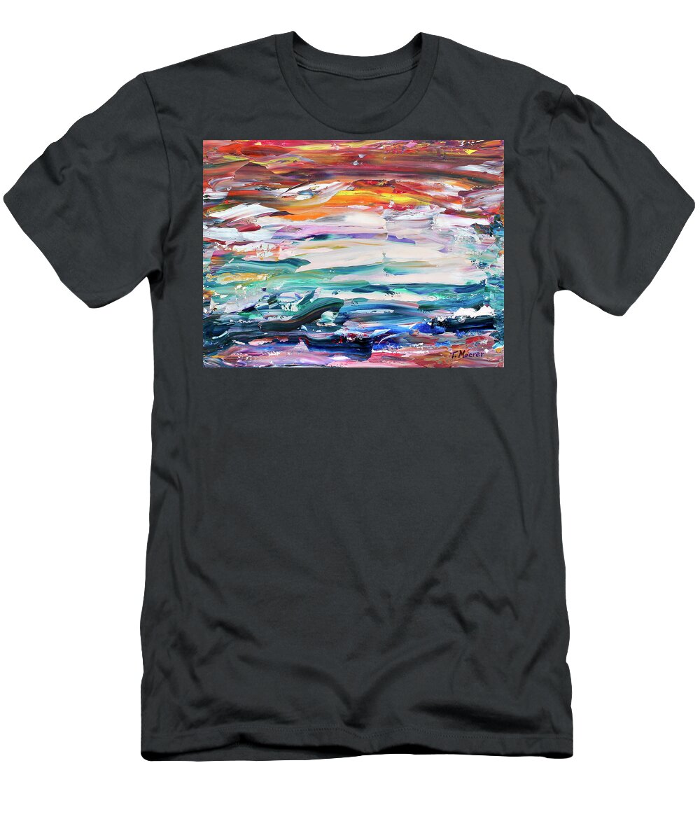 Seascape T-Shirt featuring the painting Distant Orca by Teresa Moerer