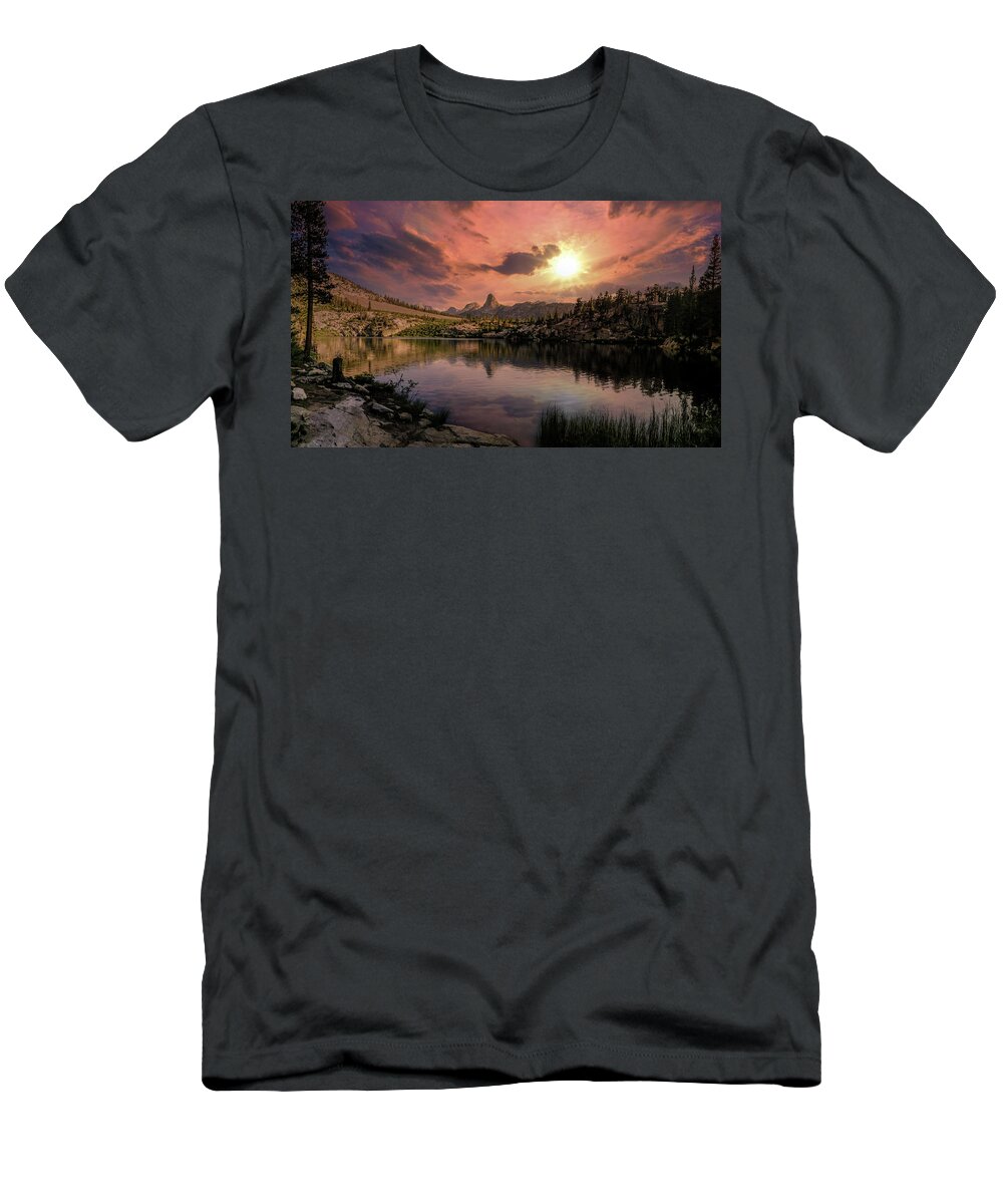 Landscape T-Shirt featuring the digital art Dollar Lake Sunset by Romeo Victor