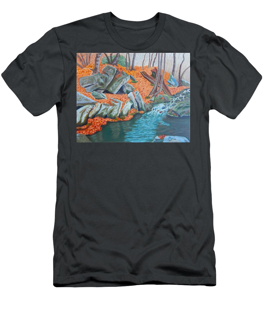 Landscape Virginia T-Shirt featuring the painting Domino Pool by Mike Kling
