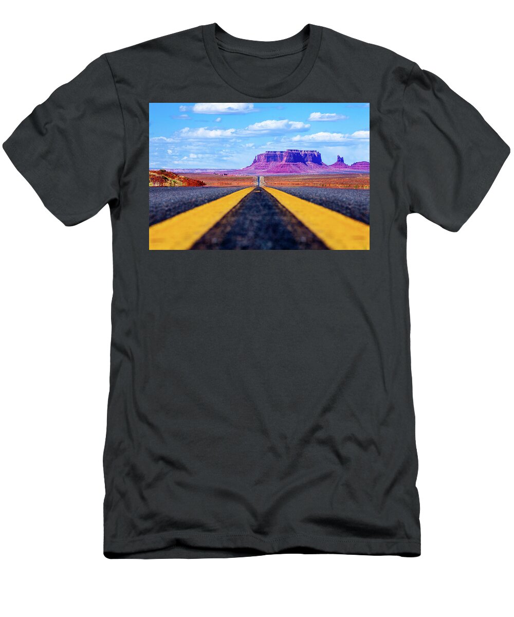 Monument Valley T-Shirt featuring the photograph Down The Highway by Az Jackson