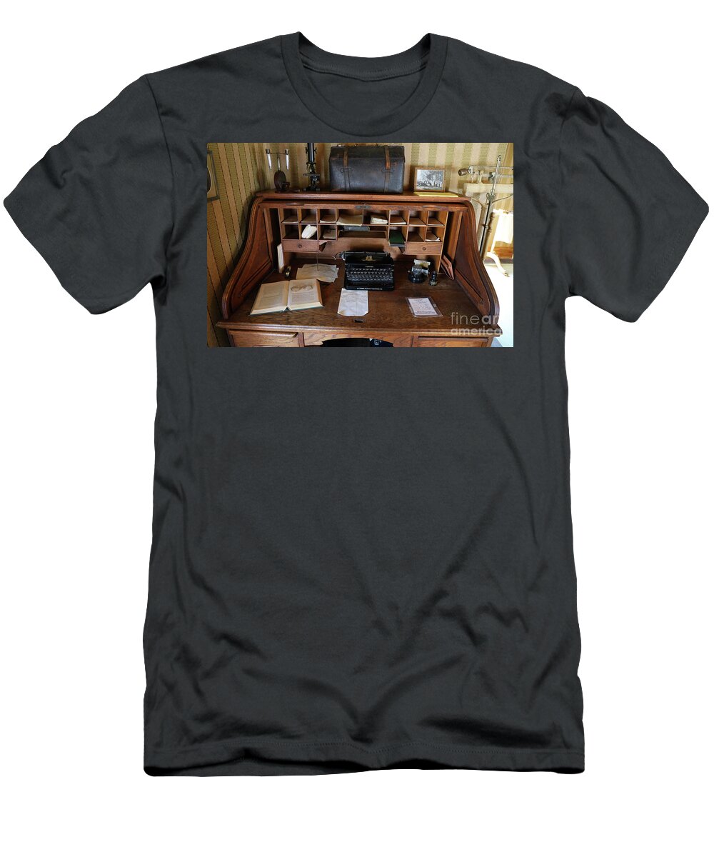 Doctors Office T-Shirt featuring the photograph Dr. McGuffin's Desk 7336 by Jack Schultz