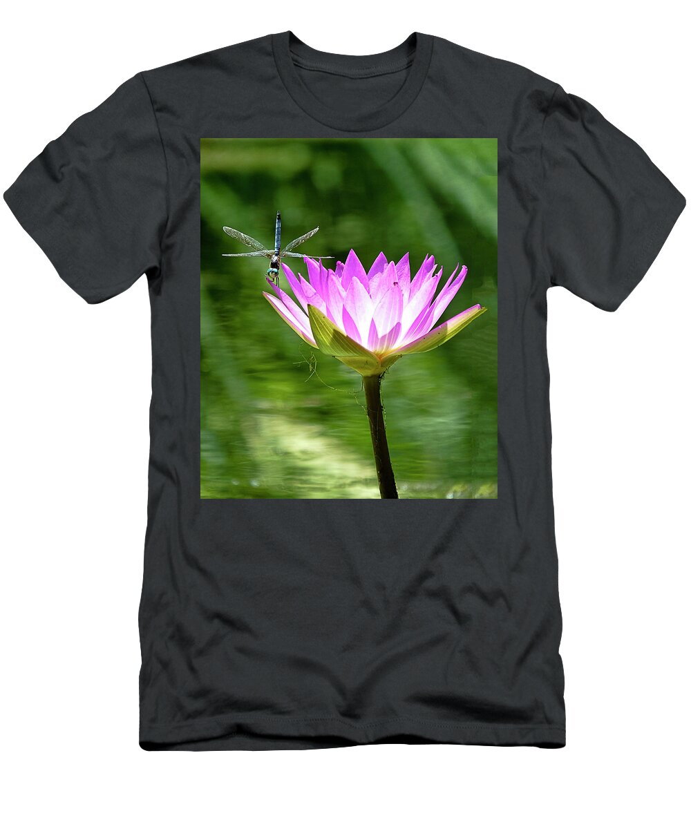 Dragonfly T-Shirt featuring the photograph Dragon and Lily by Bill Barber