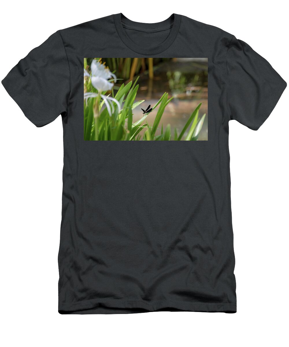 Dragonfly T-Shirt featuring the photograph Dragon Fly - Ebony Jewel Wing by John Kirkland