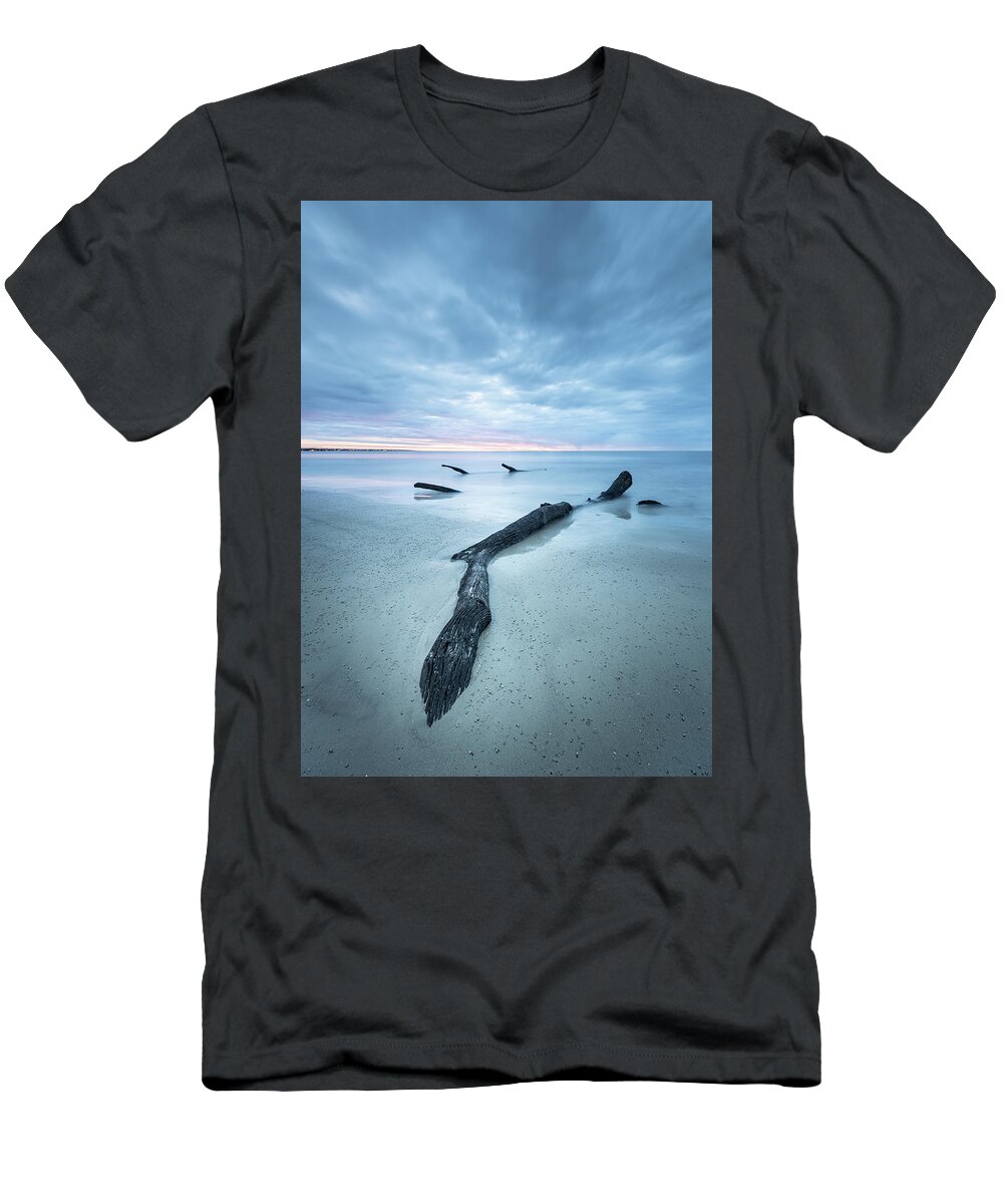 Driftwood Beach T-Shirt featuring the photograph Driftwood And Sand by Jordan Hill